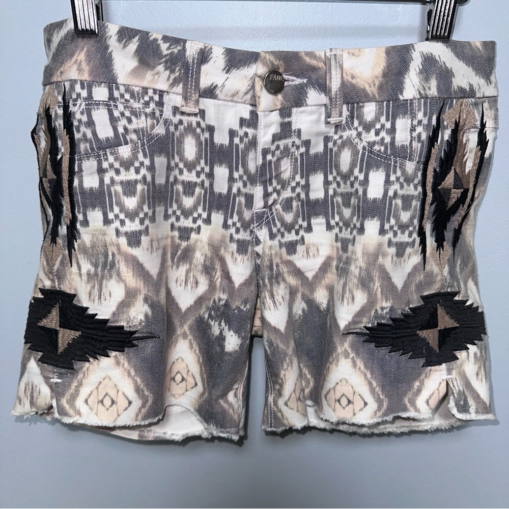 Fade to Blue Bohemian Patterned Jean Shorts